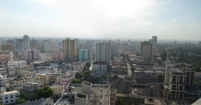 Kariakoo and central Dar es Salaam from above